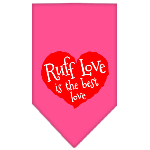 Ruff Love Screen Print Bandana Bright Pink Small